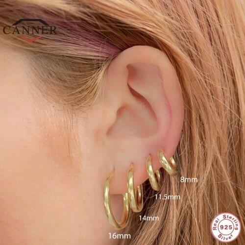 CANNER Multi-size Cool Style 100% 925 Sterling Silver Zircon Huggie Earrings for Women Piercing Hoop Earring Jewelry Pendients