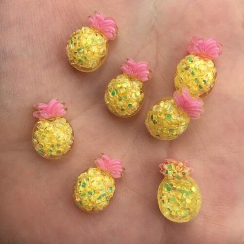 Shiny 10pcs Resin Glitter Cute Colorful Mini Pineapple Flatback Rhinestone Appliques DIY Wedding Scrapbook Craft SF808