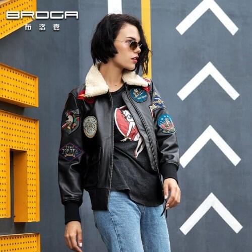 Женские кожаные куртки BROGA China At AliExpress