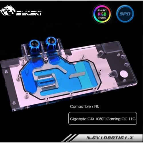 Bykski Water Block Compatible Gigabyte GTX 1080Ti Gaming OC 11G,Full Cover Copper Cooled ,GPU Cooler,N-GV1080TIG1-X