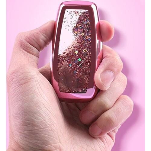 Car key case keychain cover for Mercedes Benz S E E300L E200L E320L 2018 2019 C A CLASS 2019 women quicksand Key Fob Cover Shell