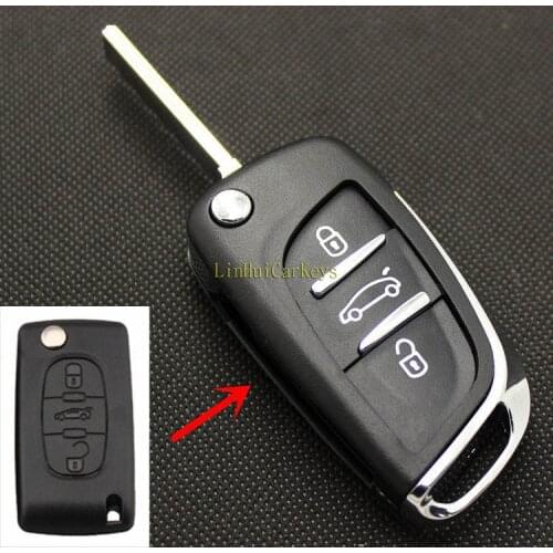AURONOVA New Upgrade Folding Key Shell for Citroen C4 C5 C-Triomphe C-Quatre 3 Buttons Remote Car Key Case No Groove Blade VA2