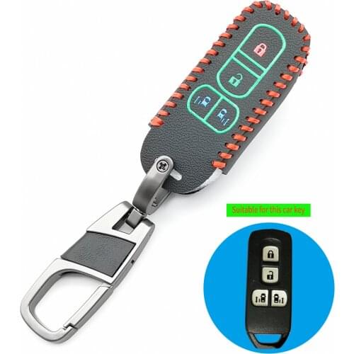 For Honda n-a N-BOX wagon N Plus 2018 Motorcycle High Quality Luminous Leather 4 Buttons Key Bag Chain Ring Holder Case Cover