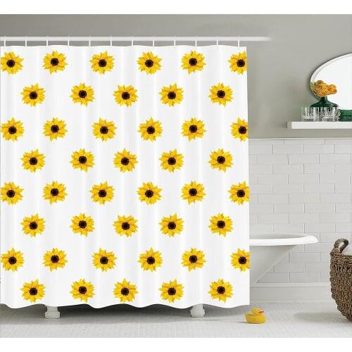 Sunflower Shower Curtain Sunflower on a White Background Vibrant Nature Elements Simple Seasonal Artprint Bathroom Accessories