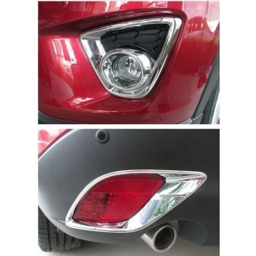 Hot Car Chromed Front + Rear Fog Light lamp cover Bezels Trims For Mazda CX-5 2012 2013 2014 2015