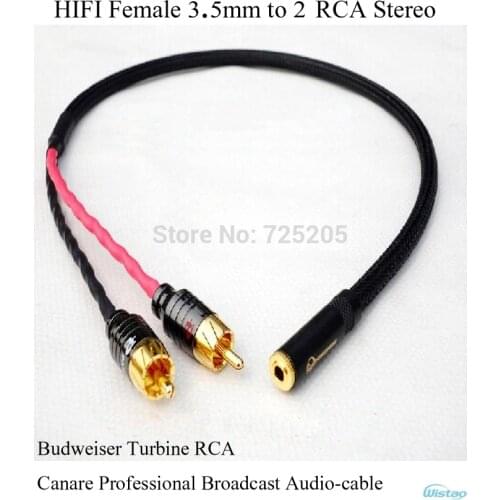 IWISTAO HIFI Female 3.5mm to 2 RCA Stereo Cable Budweiser RCA Canare Professional Broadcast Audiocable Manual DIY Free Shipping