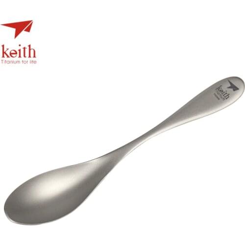 Keith New Thicken Solid Titanium Spoon Dinner Dessert Coffee Soup Spoon Camping Hiking Travel Tablewares 16cm Only 25g Ti5203
