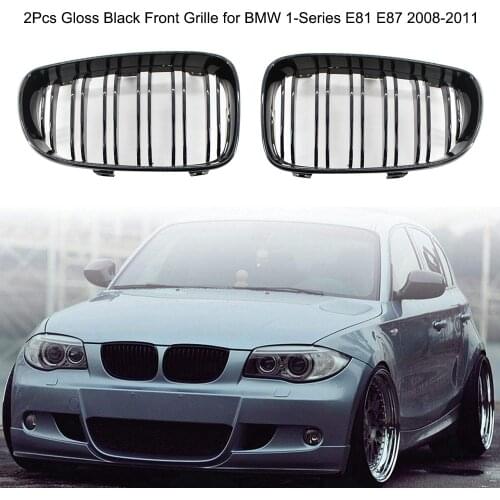 KKMOON 2Pcs Gloss Black Front Bumper Hood Kidney Grille Racing Grille car styling for BMW 1-Series E81 E87 2008-2011