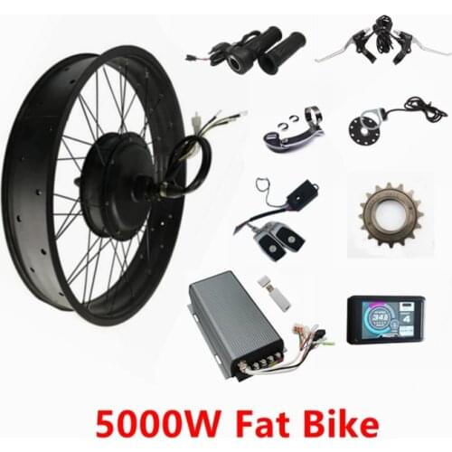 Rear Fat Ebike kit,20" 24" 26" 48V 5000W Wheel Hub Motor Electric Bicycle Conversion Kit with 100A Sabvoton Controller