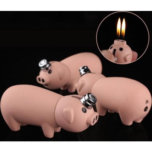 Mini Piggy Metal Gas Lighter Portable Cigarette Cigar Butane Lighter Ignition Tool Mens And Womens Gifts