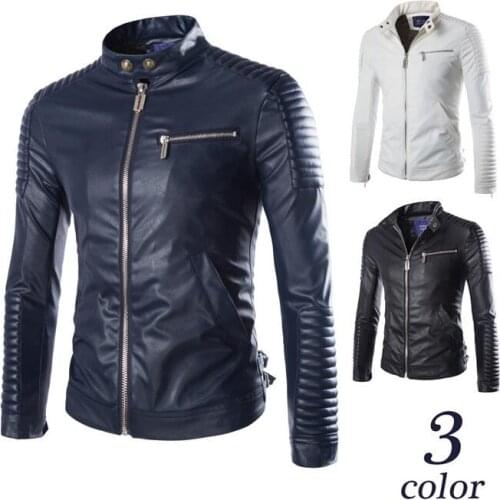 Mens motorcycle leather jacket men slim coat jackets clothes personalized jaqueta de couro stage street dance rock fashion