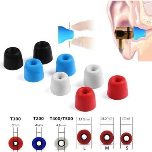 1Pair Soft Memory Foam Earbuds Earmuffs T100/T200/T300/T400 S/M/L Sizes Noise Isolation Eartips for In-Ear Earphone Accessories