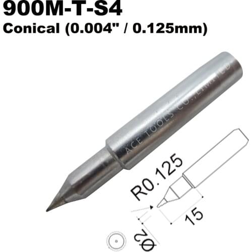 Soldering Tip 900M-T-S4 Conical 0.125mm for Hakko 907 Milwaukee M12SI-0 Radio Shack 64-053 Yihua 936 X-Tronics 3020 Iron Bit