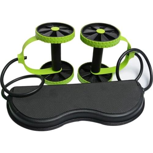 NEW-Double AB Roller Resistance Pull Rope ABS Wheel Roller Men Women Fitness Muscle Trainer