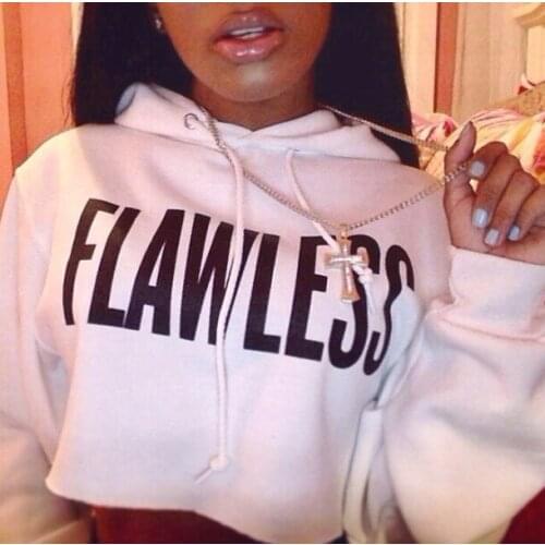 New arrival "FLAWLESS" fashion girls hoddie high quality sweatshirt long sleeve hig cut Tumblr girls tops free shipping