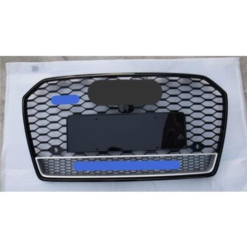 For RS6 style front sports hexagonal mesh honeycomb cover grille black for Audi A6/S6 C7 2016 2017 2018 auto parts