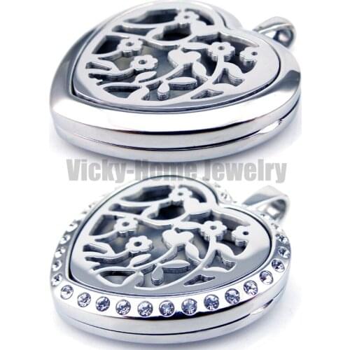 Peach Flower Satinless Steel 30mm Essential Oils Aromatherapy Diffuser Locket Silver Pendants drop shipping