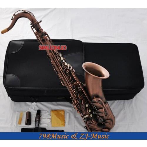 Professional Red Antique Tenor Saxophone sax Bb Key High F# saxofon With Case