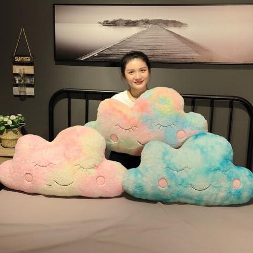 Furry Lovely Colorful Cloud Shaped Plush Pillow Stuffed Plush Toy Baby Bedroom Home Decoration Cushion Gift Birthday Present