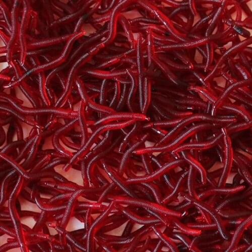 Fishy Rubber Earthworm Fishing Lures 100/200/300pcs Silicone Artificial Bait Soft Bait Smell Shrimp Additive Bass Carp Tackle