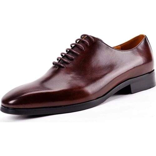 Flat Italy Handmade Red Oxfords for Men Luxury Genuine Leather Fashion Design Men Dress Shoes Black Wedding Footwear Square Toe