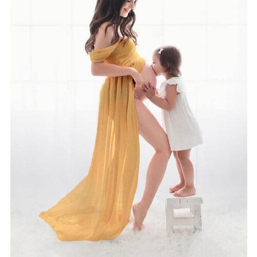 Sexy Maternity Dresses For Photo Shoot Chiffon Pregnancy Dress Photography Prop Maxi Gown Dresses For Pregnant Women Clothes D30