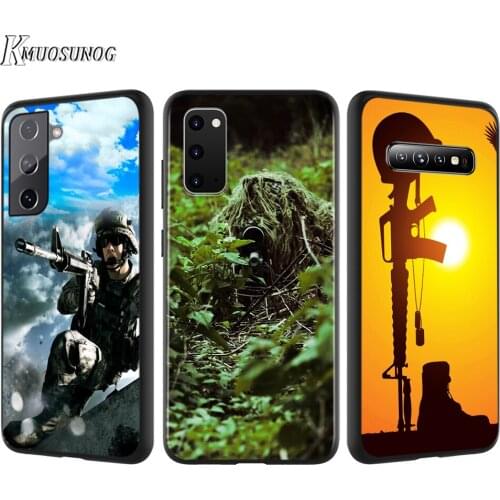 Silicone Cover Army Soldier Camouflage For Samsung Galaxy S21 S20 FE Ultra S10 S10E Lite S9 S8 S7 Edge Plus Phone Case