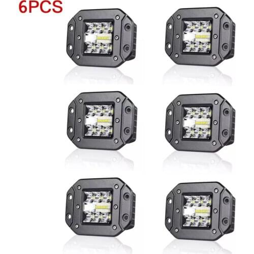 6PCS 5 Inch Flush Mount Offroad LED Work Light 39W 48W 12V 24V LED Pods Truck LED Driving Lamp For Auto Car SUV Tractor Off Road
