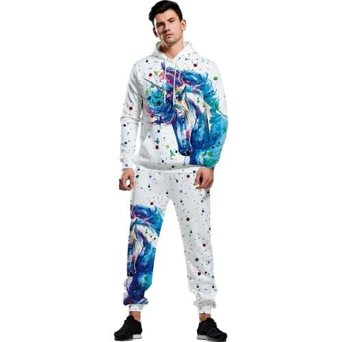 Unicorn Hoodie Mens Sweatshirt Painted Rainbow Horse 3D Hoody Hoodies Hooded Pullover Hip Hop Streetwear Tracksuit Unisex