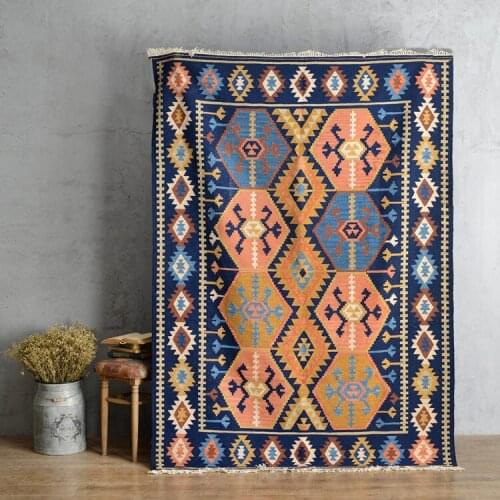 Turkish Indian ethnic style imported hand-woven wool KILIM home living room coffee table sofa thin carpet gc137kli09yg2