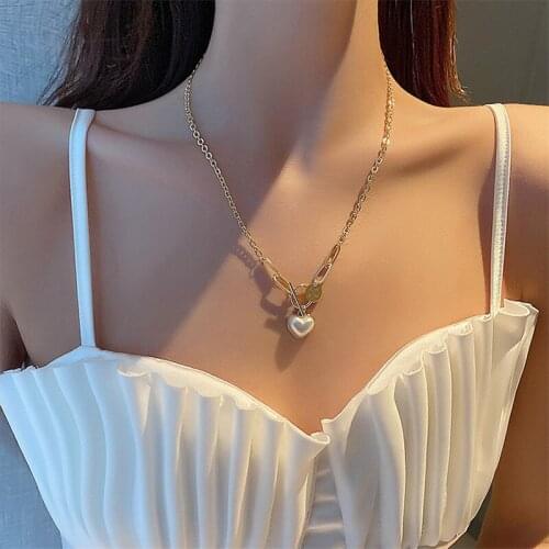 Vintage baroque pearl necklace for women with hip web celebrity ins hip hop collarbone chain light luxury niche sweater chain