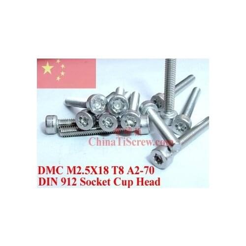 Stainless Steel Screws M2.5x18 Torx T8 Driver DIN 912 A2-70 Polished 100 pcs