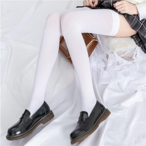 Womens Long Socks Thin Summer Nylon Socks Sexy Stocking White Japanese COS Stockings JK Knee High Socks Over The Knee Socks