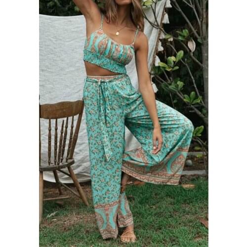 Happie Queens Women two piece outfits off shoulder Sleeveless tops Bohemian Tassel Drawstring skirts 2 pieces Boho sets