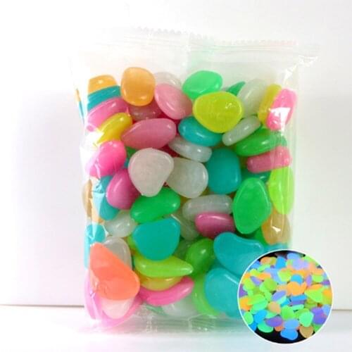 100pcs Luminous Pebbles Rocks Garden Ornaments Stone Glow In The Dark Garden For Walkways Fish Tank Decorations