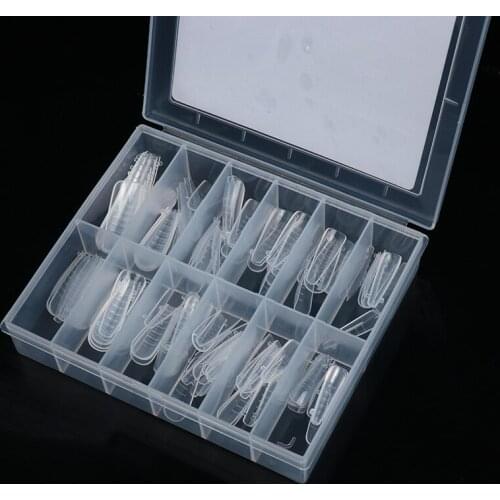 120pcs/Box Fake Nails Poly Extension Gel Dual Nail Form Coffin Nails Clear Ballerina Nail Tips Full Cover With Scale