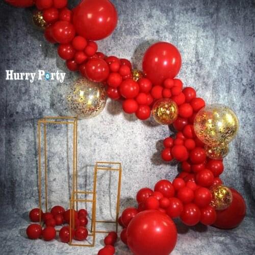 111Pcs 10Inch 18Inch Big Pastel Red Latex Balloons Matte Gold Confetti Balloon Wedding Decorations Birthday Party Supplies
