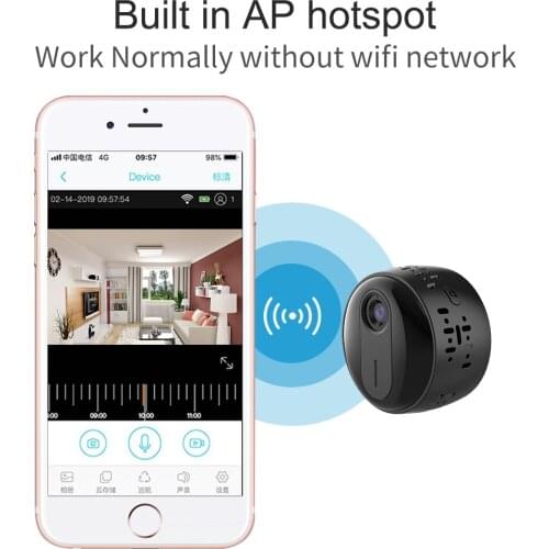 2MP 1080P HD Wifi AP Camera Smart Home Remote Viewing Night Vision Portable Outdoor Audio Mini Camcorder with Speaker