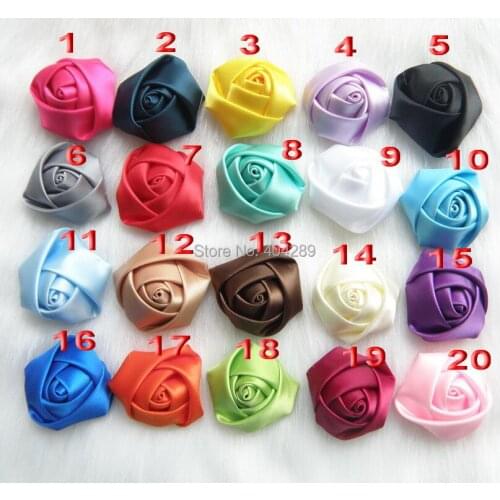 20pcs/lot Trial Order classical chic mini satin rose flowers Flat Back Girls Flower Headbands Accessories free shipping
