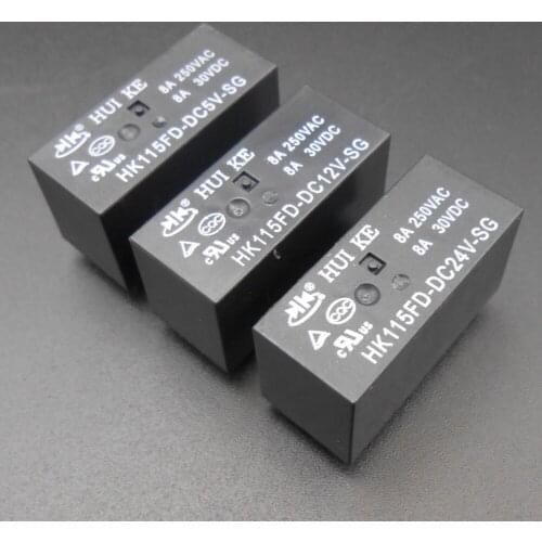 400Pcs HUI KE Power Relay HK115FD DC 5V 12V 24V 8A 8 Pins 8-Pin HK115FD-DC5V-SG HK115FD-DC12V-SG HK115FD-DC24V-SG *FD147-149