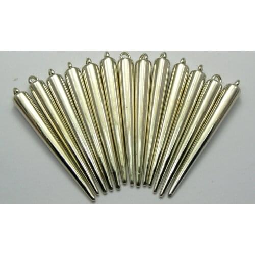 50 Silver-plate color Tone Metallic Acrylic Spike Charm 52X6mm For Basketball Wives Earrings