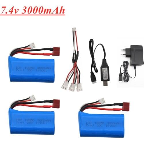7.4V 3000mAh 20c lipo Battery for Q46 Wltoys 10428 /12428/12423 RC Car Spare Parts 2s 7.4v 18650 battery and charger for RC toy