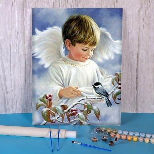 Angel Girl Boy Flowers DIY Paint By Numbers Package Acrylic Paints 40*50 Canvas Painting Decorative Paintings For Handiwork