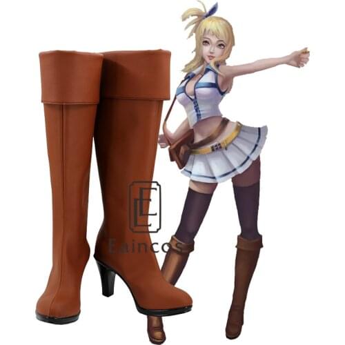 Anime Fairy Tail Lucy Heartfilia Cosplay Party Shoes Brown Custom Made Boots