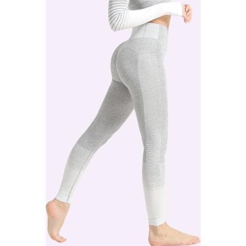 Seamless Stripe Knitting Yoga Fitness Breathable Soft Push Up High Waist Hip Lifting Tight Yoga Pants For Women Leggings
