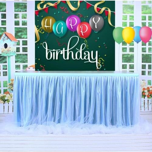 Shining light bule Tulle Tutu Table Skirt Long yarn table cloth 3 layer Wedding Party Birthday Festive Baby Shower Decoration