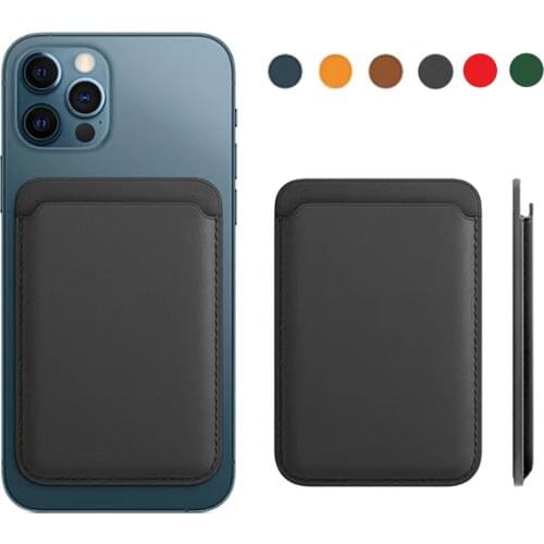 Original Leather Magsafe Card Bag Case For iphone 12 mini Pro Max Package Card Holder Magnetic Fashion Wallet Cover Funda