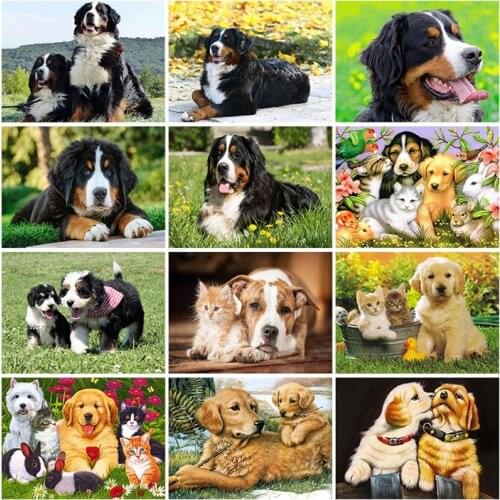 DIY 5D Diamond Painting Full Round Drill Dog Animals Diamond Embroidery Mosaic Rhinestone Picture Cross Stitch Kit Home Decor