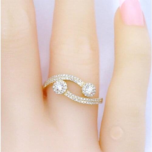 Designer Simple Gold Color Rings For Women Luxury Zircon Female Jewelry Engagement Party Accessories Birthday Valentine Gifts