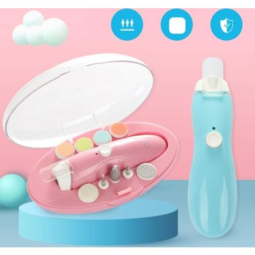 Battery Powered Electric Baby Nail File Clipper Toddler Toes Nails Care Tool Kit With 9 Types Of Grinding Heads